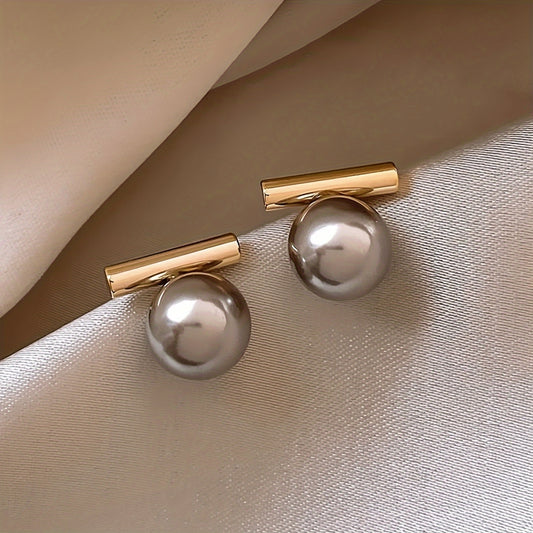 Grey Pearl and Gold Earrings