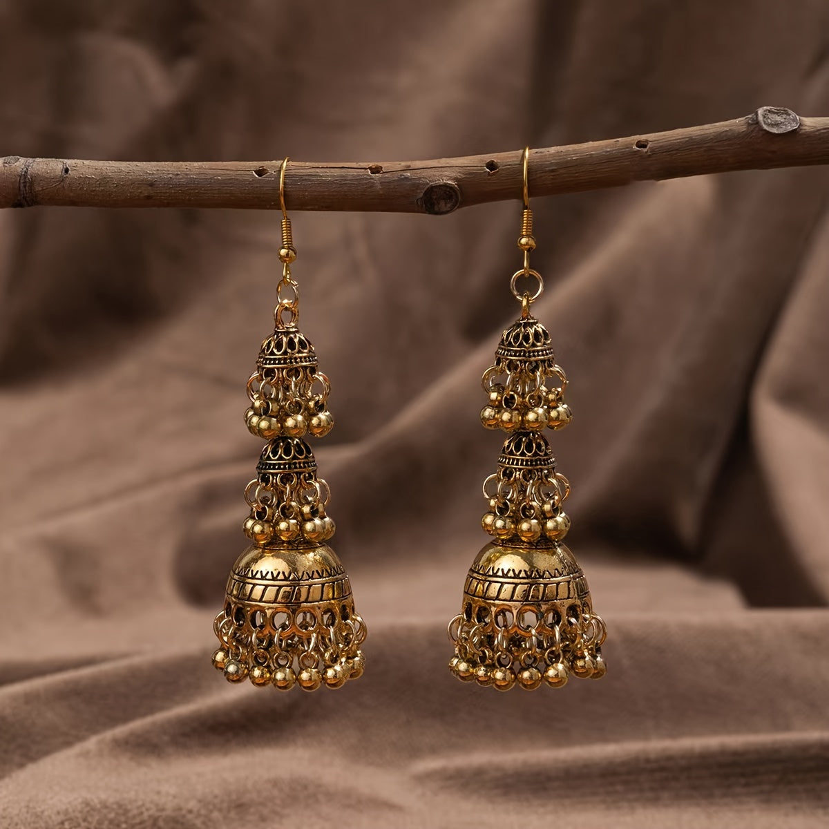 Vintage Bell Tassel Drop Earrings