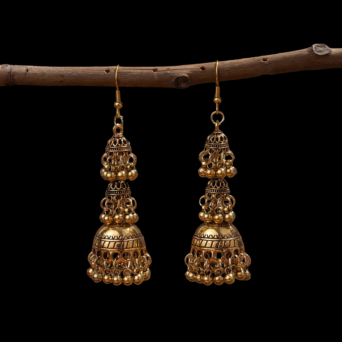 Vintage Bell Tassel Drop Earrings