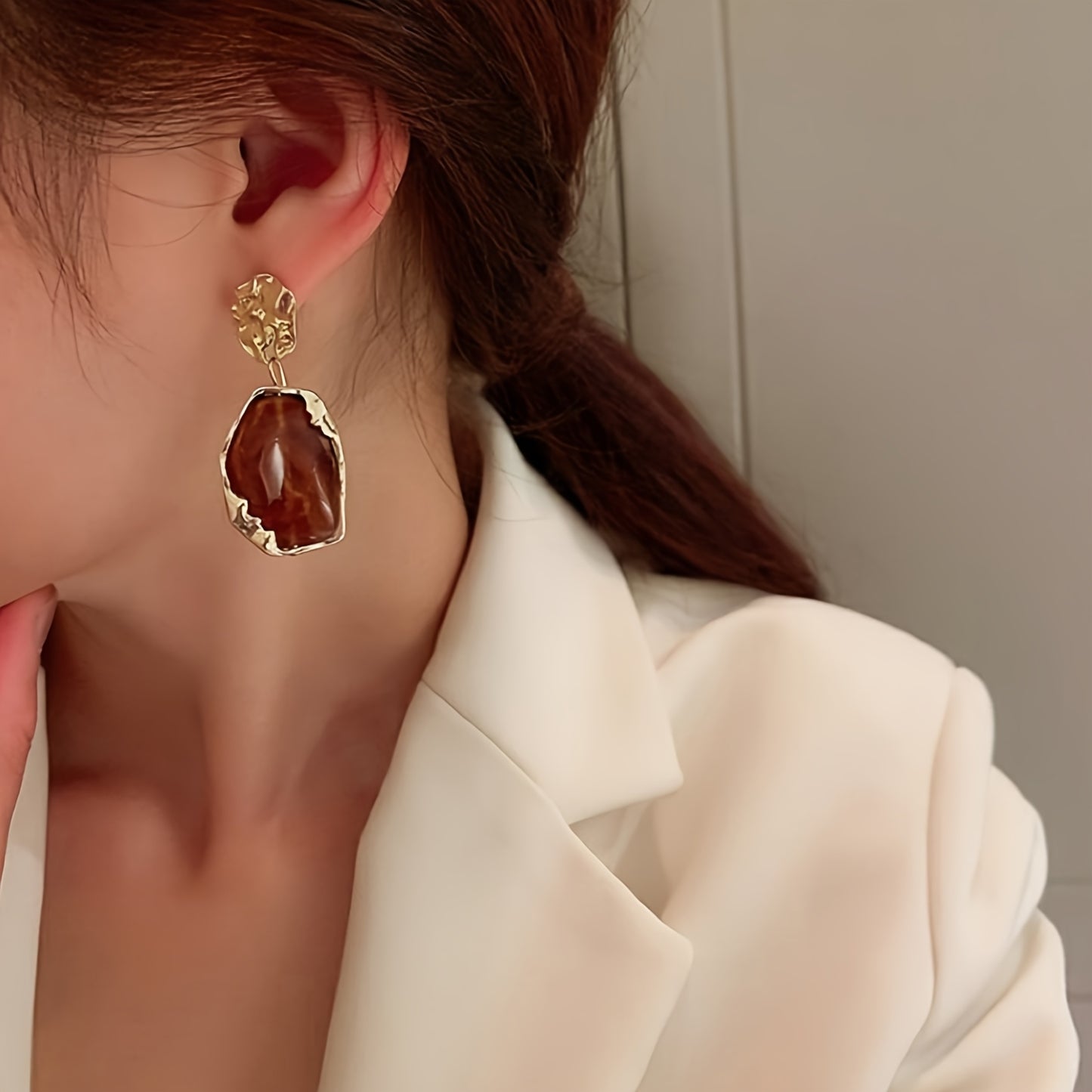 Vintage Elegant Irregular Geometric Resin Dangle Earrings
