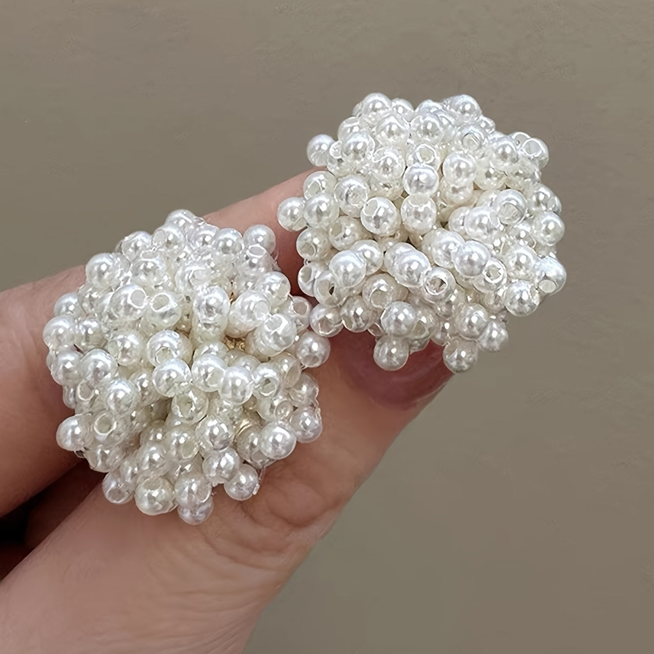 French White Pearl Stud Earrings