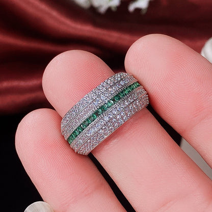 Double Color zircon Wide Band Ring