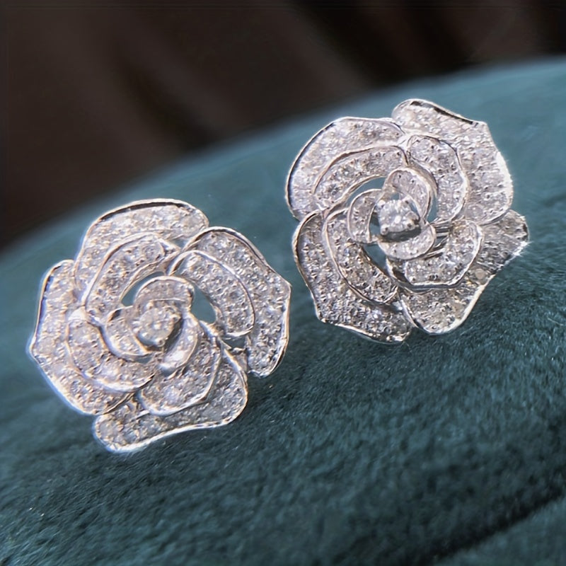 Pretty Rose Shaped Stud Earrings