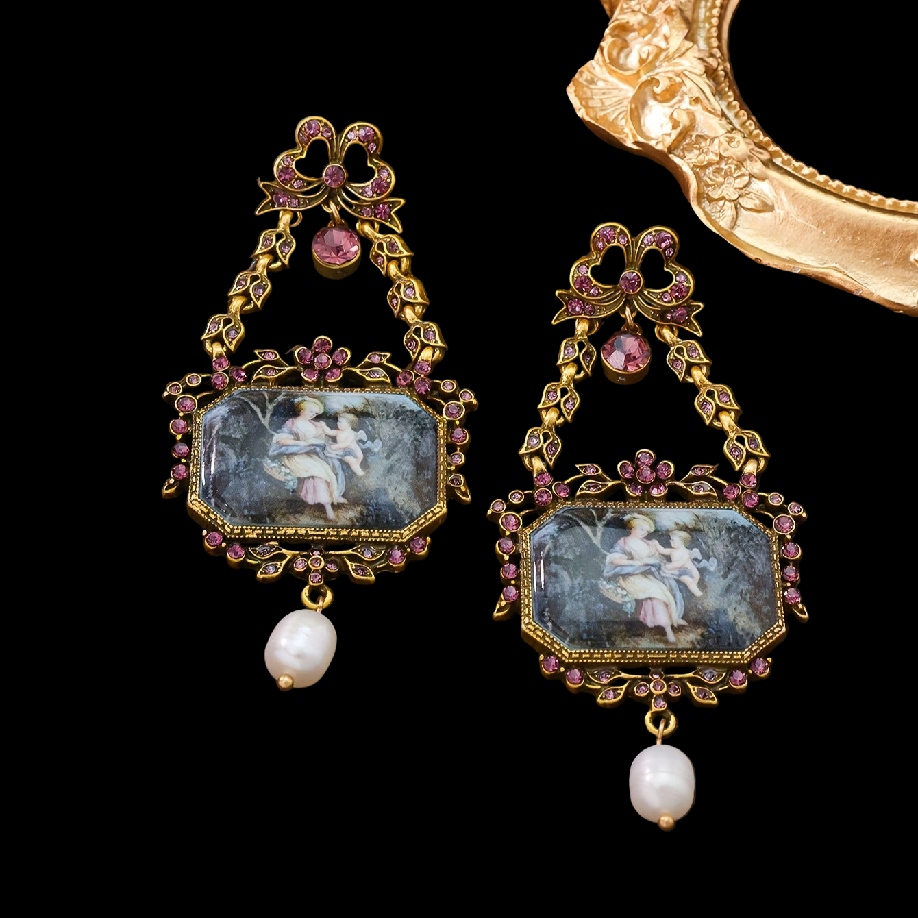 Vintage-Style Oil Painting Design Earrings