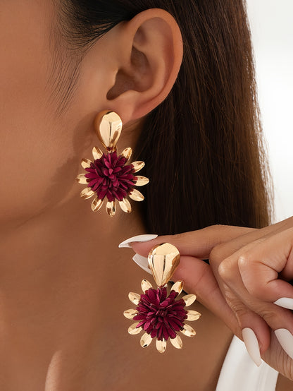 Iron Flower Earrings with Velvet