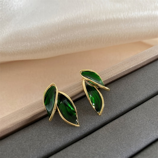 Elegant Leaf-Shaped Stud Earrings