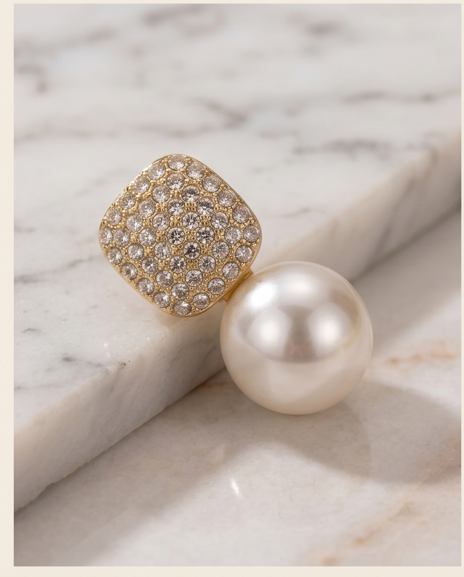 Artificial Crystal Pearl Earrings