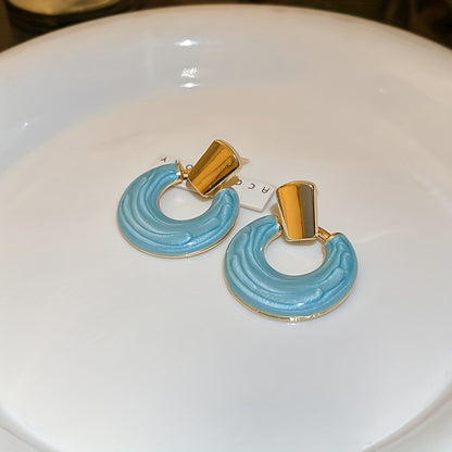 Vintage Style Drip Oil Circle Earrings