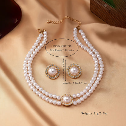 Boho Faux Pearl Zircon Set