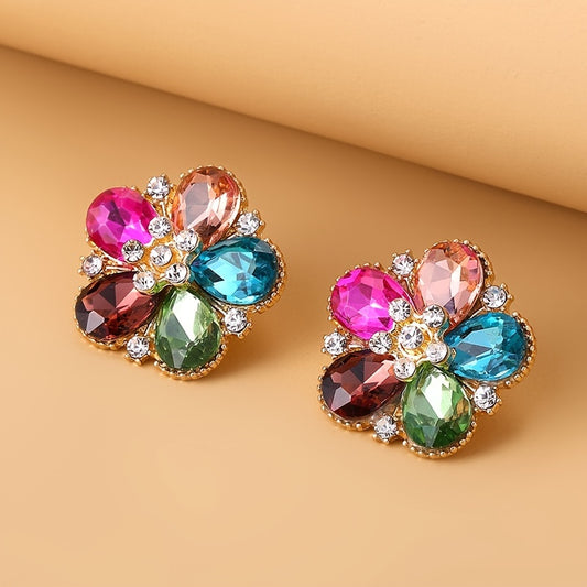 Plum Blossom Multicolor Stud Earrings