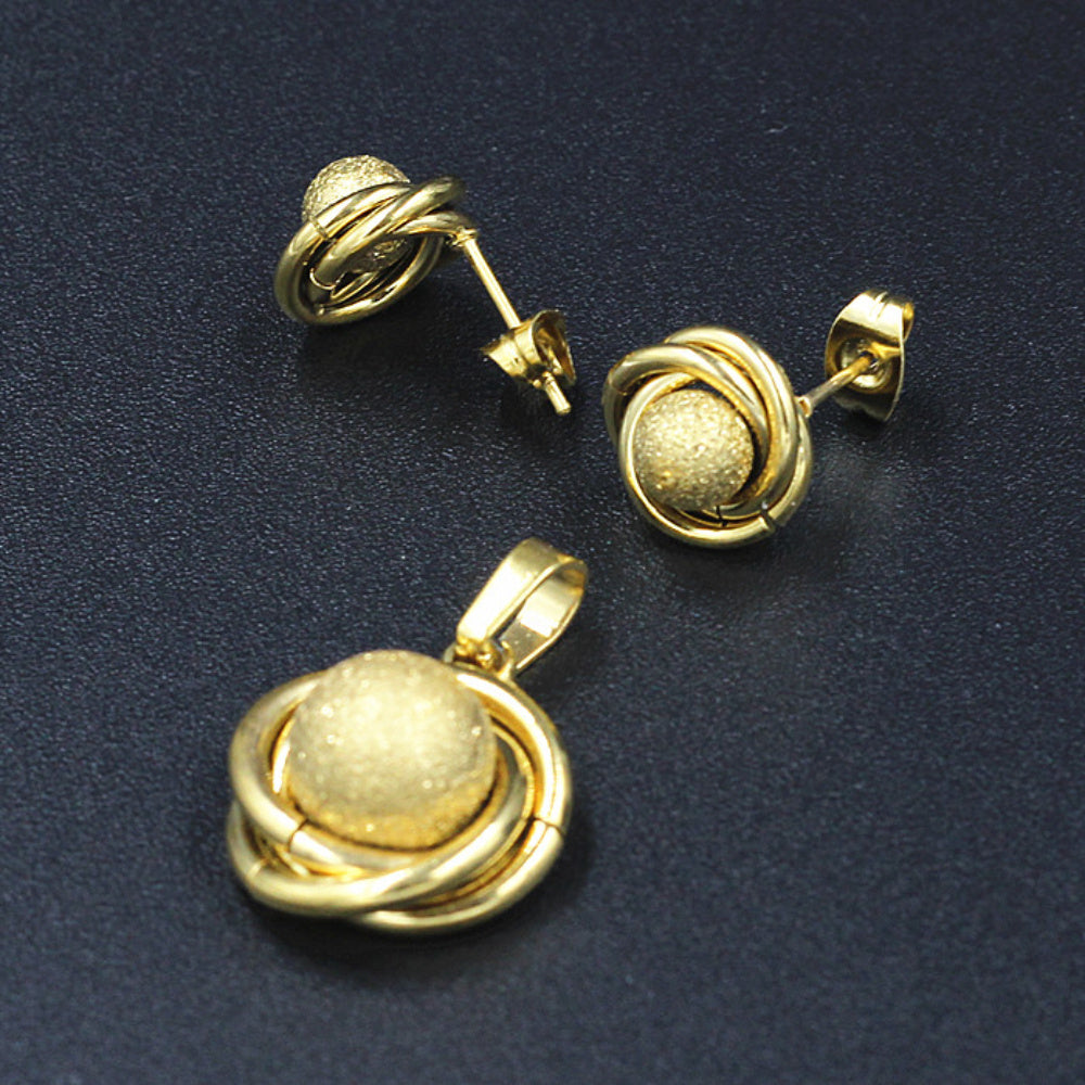 Geometric Ball Pendant Earrings Set