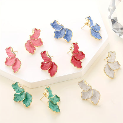 Rose Pink Half Flowers Stud Earrings