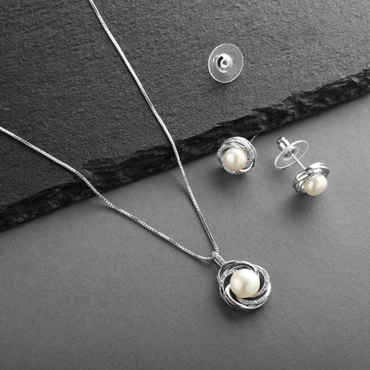Chic Pearl Pendant and Earrings Set