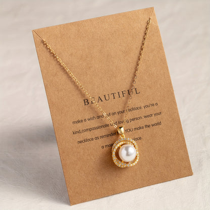 Single Pearl Gold String Pendant