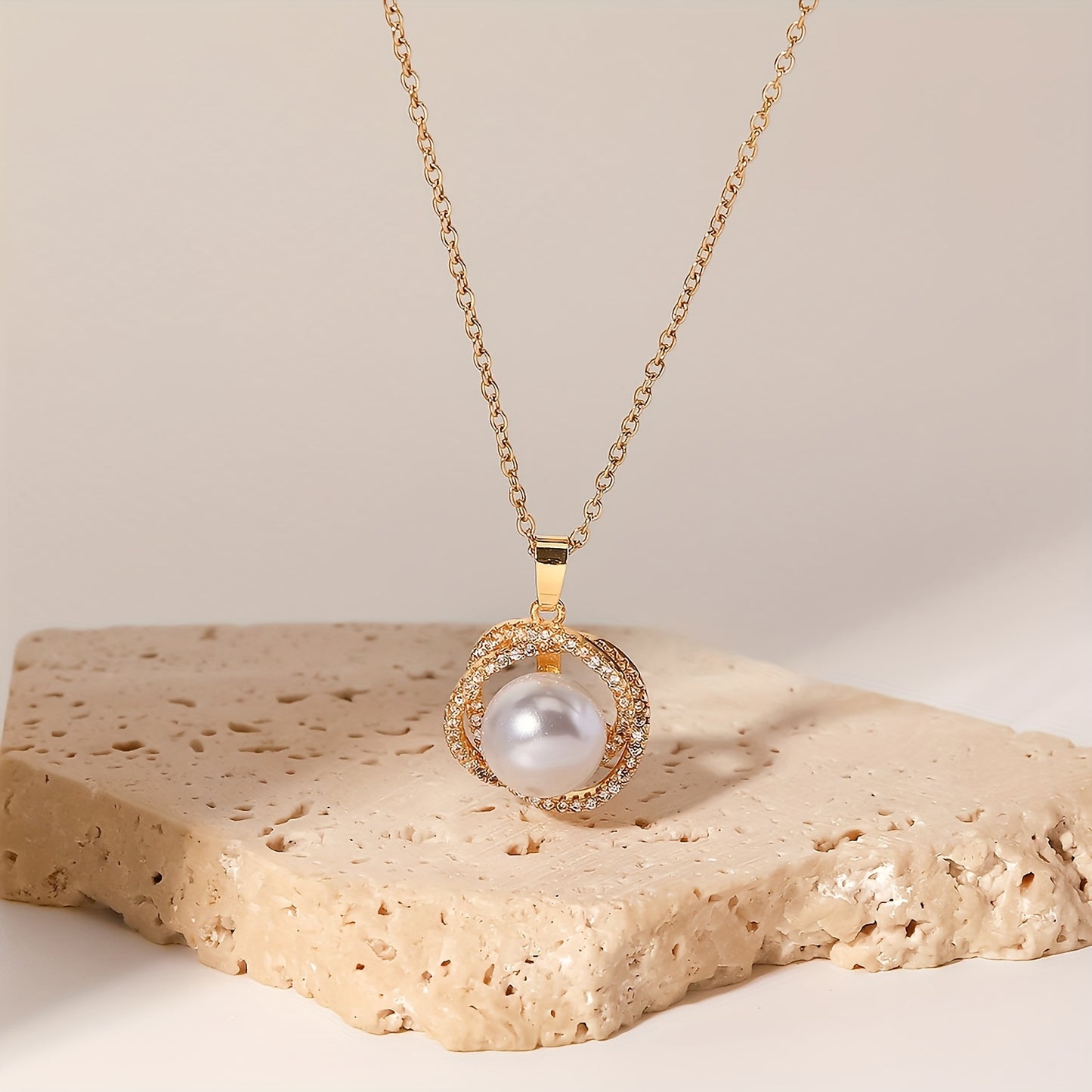 Single Pearl Gold String Pendant