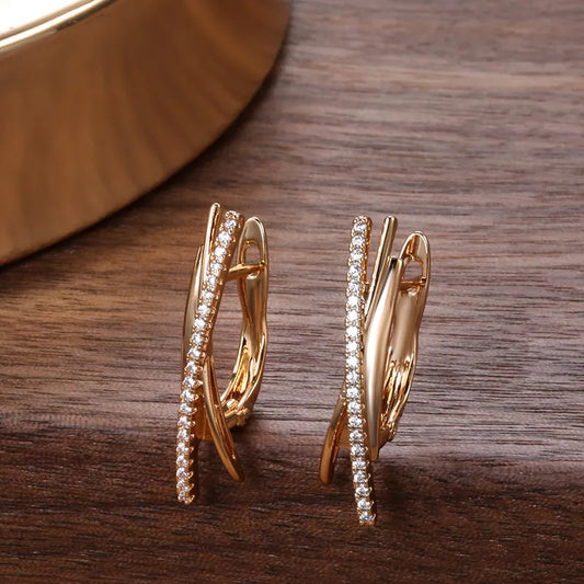 Elegant Golden-Tone Cross Clip Earrings