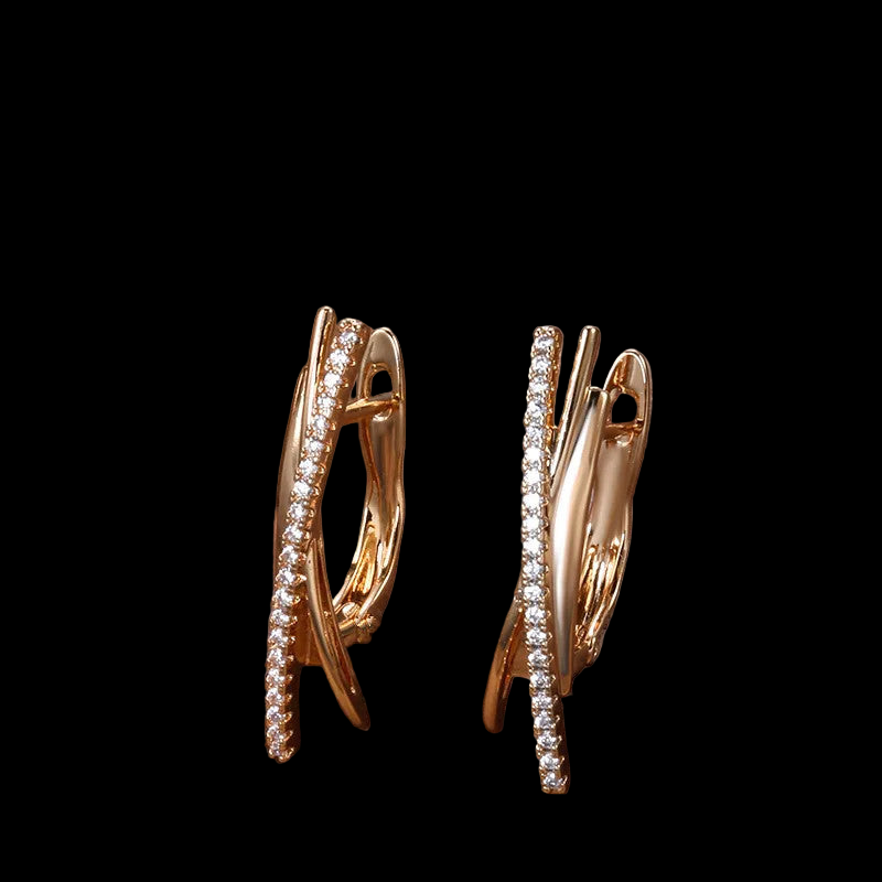 Elegant Golden-Tone Cross Clip Earrings