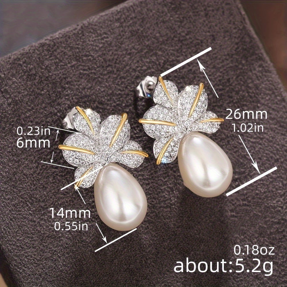 Oval Pearl Leaf Earrings