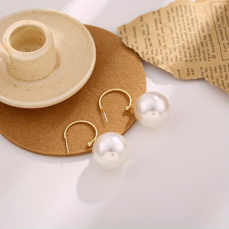 925 Sterling Silver Needle Pearl Earrings