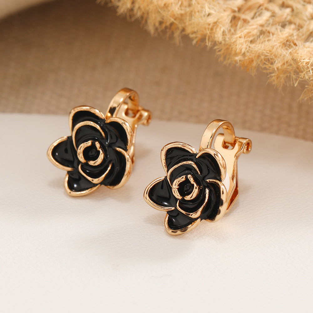 Camellia Flower Clip-On Earrings