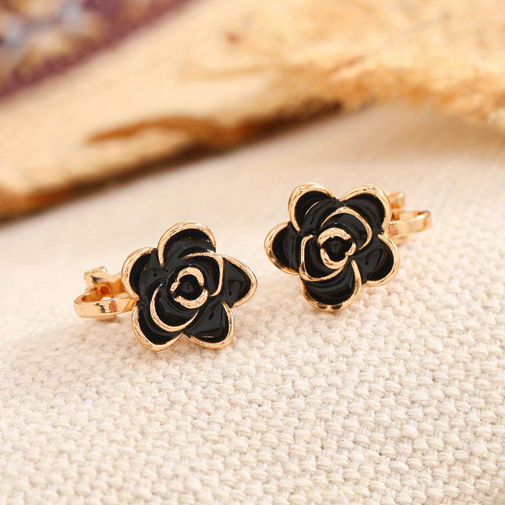 Camellia Flower Clip-On Earrings