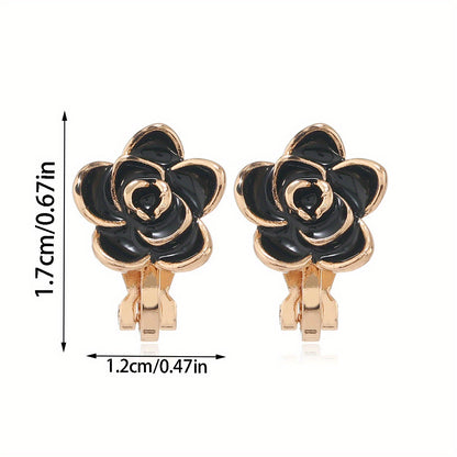 Camellia Flower Clip-On Earrings