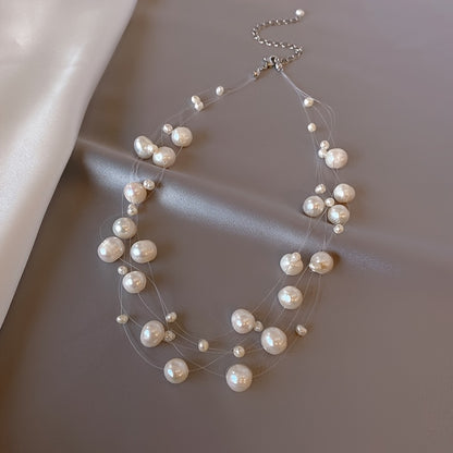 PEARL NECKLACE with TRANSLUCENT STRING