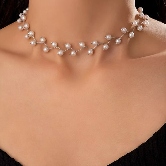 Faux Pearl String Choker