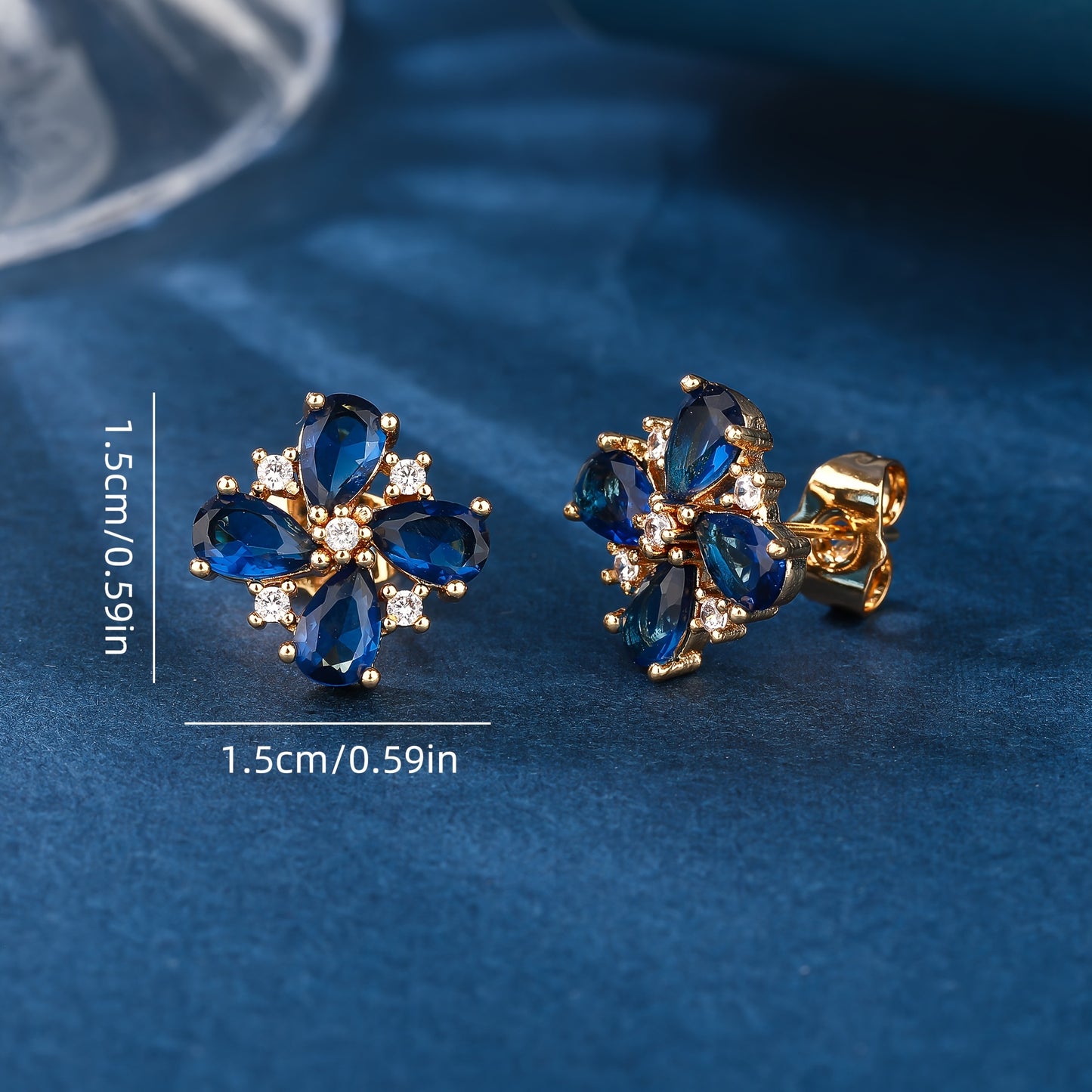 Royal Blue Cubic Zirconia Stud Earrings