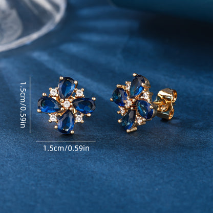 Royal Blue Cubic Zirconia Stud Earrings