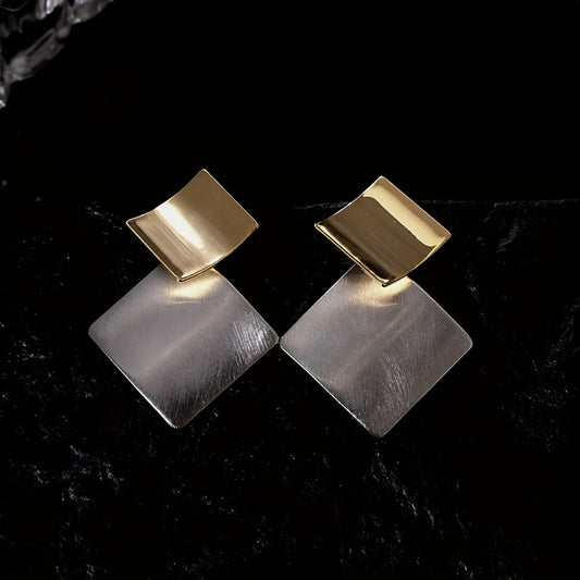 Silver N Gold Rhombus Earrings