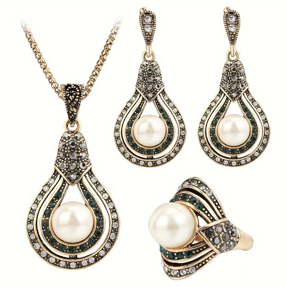 Antique Zinc Alloy Pearl Set