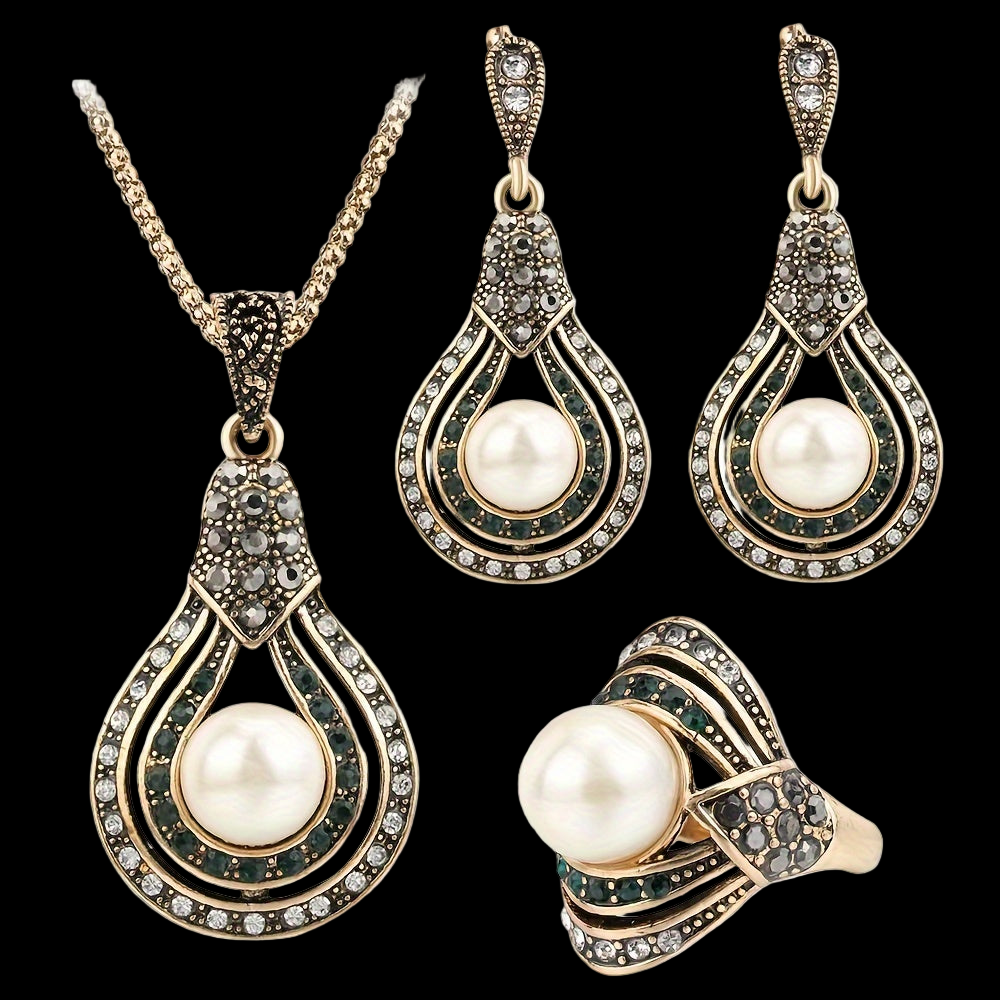 Antique Zinc Alloy Pearl Set