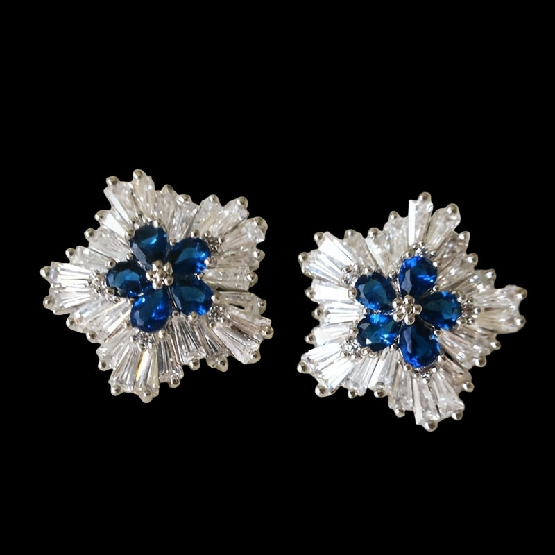 Sapphire Zircon Stud Earrings