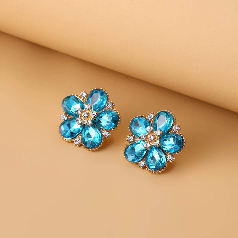 Blue Blossom Gem Stud Earrings
