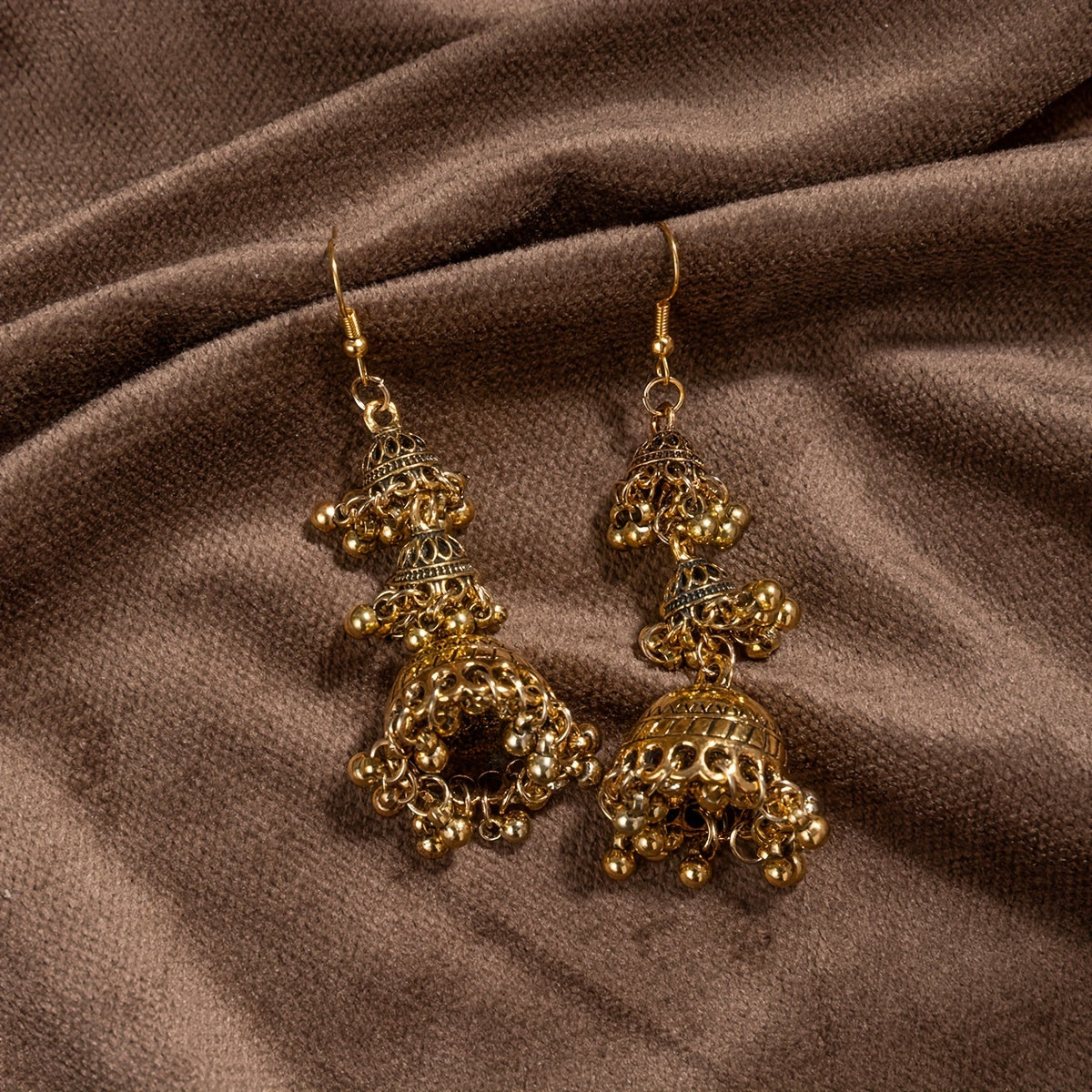 Vintage Bell Tassel Drop Earrings