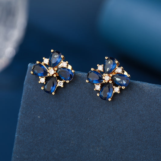 Royal Blue Cubic Zirconia Stud Earrings