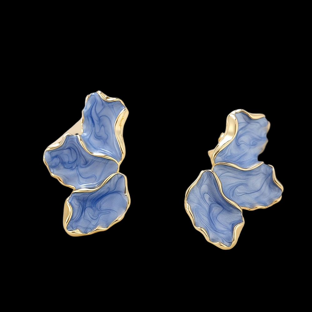 Blue Half Flower Earrings