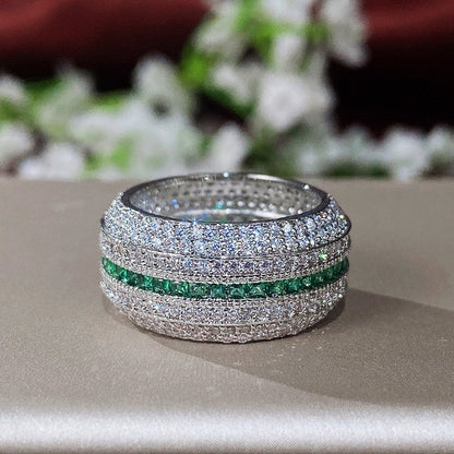 Double Color zircon Wide Band Ring