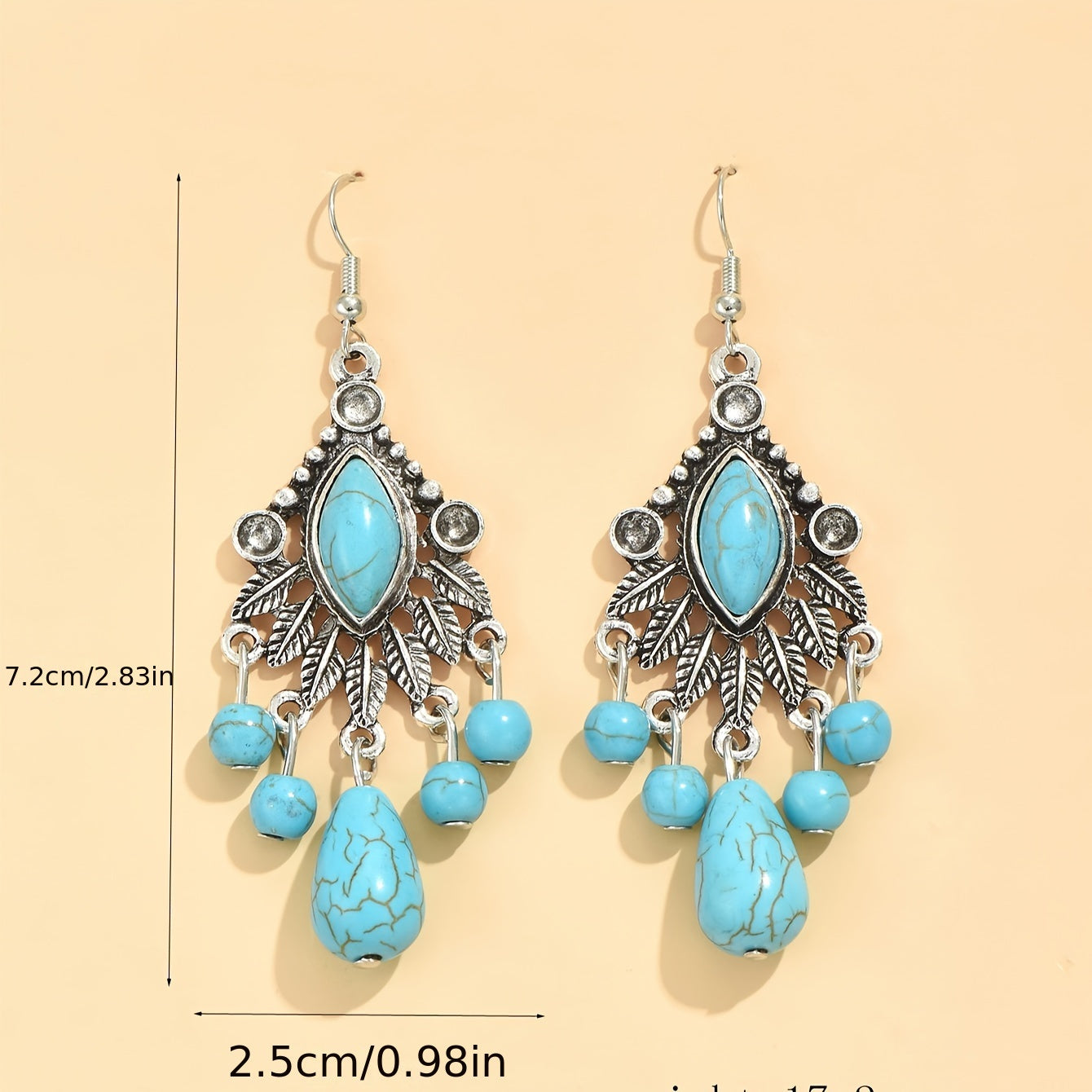 Antique Turquoise Teardrop Dangle Earrings