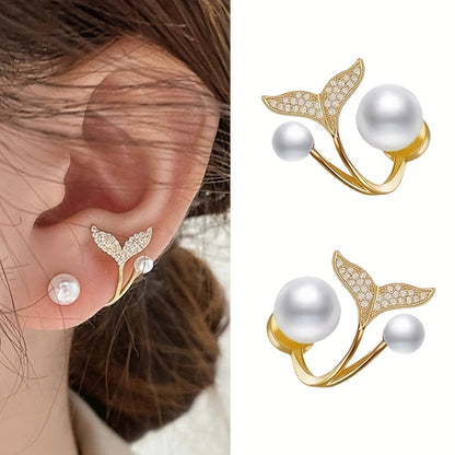 Pearl Mermaid Tail Stud Earrings