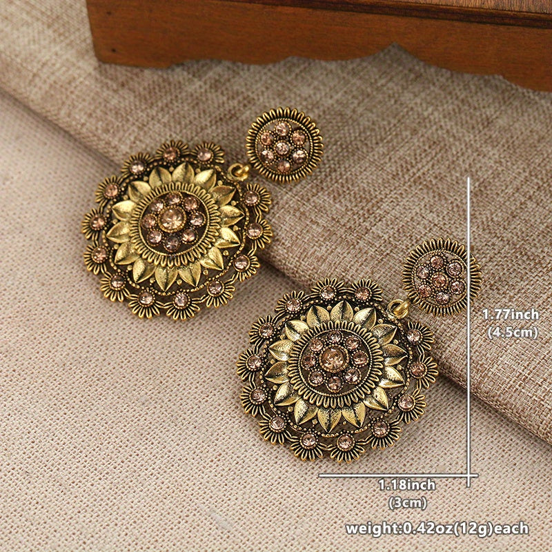 Vintage Copper Flower Dangle Earrings