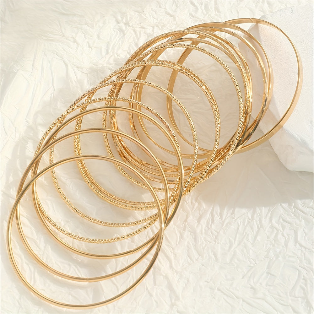 Simple Texture Wide Version Plain Bracelet Set