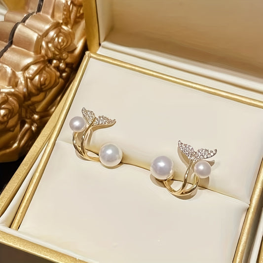 Pearl Mermaid Tail Stud Earrings