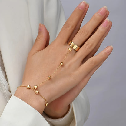 Heart Beads Finger Ring Bracelet