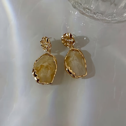 Vintage Elegant Irregular Geometric Resin Dangle Earrings
