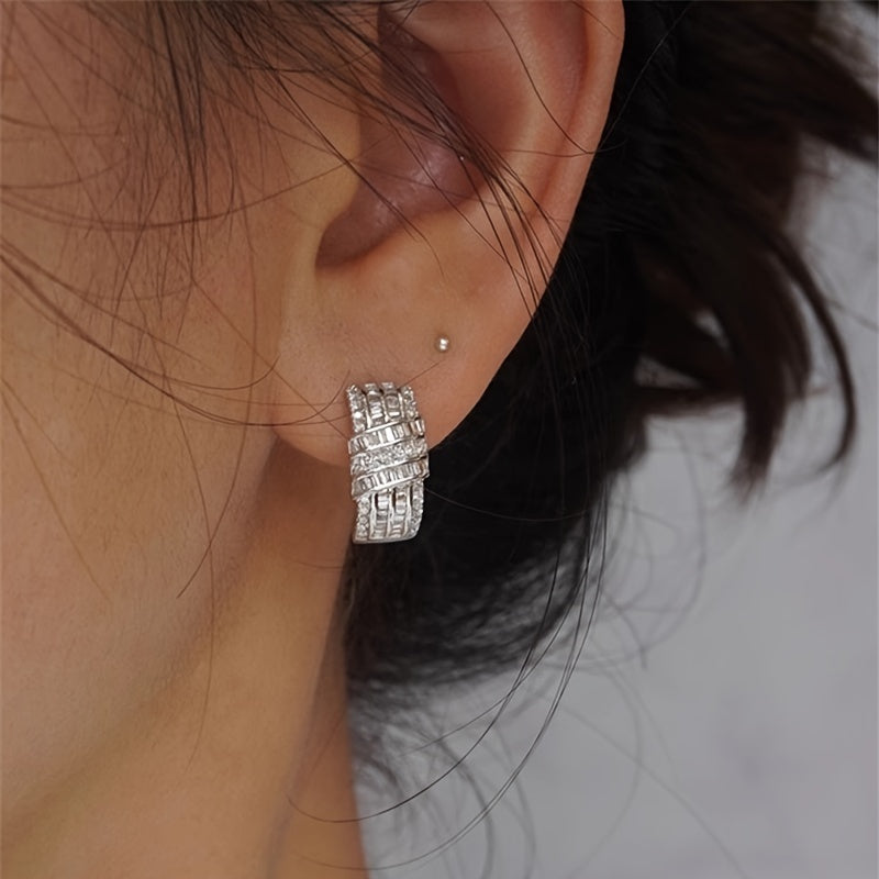 Hoop Earrings with Sparkling Zircon