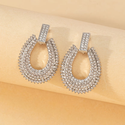 Rhinestone Loop Dangle Earrings