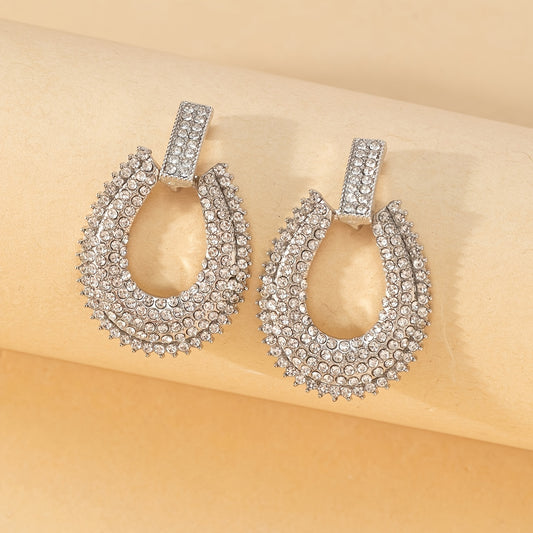 Rhinestone Loop Dangle Earrings