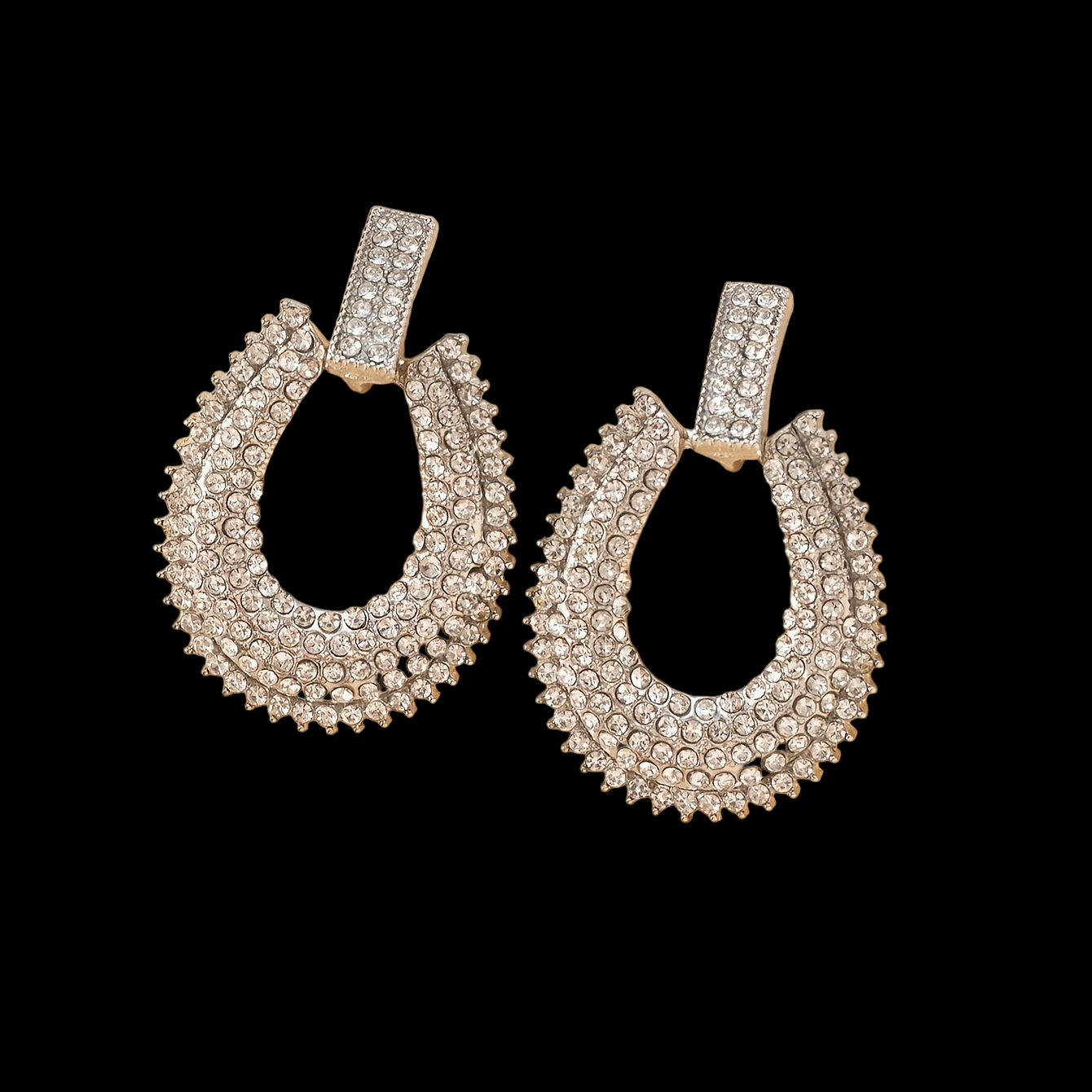 Rhinestone Loop Dangle Earrings